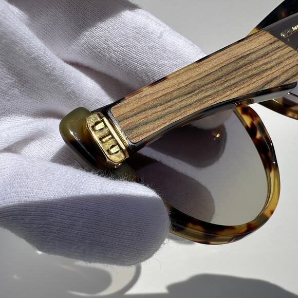 Jacques Marie Mage Edith Cat Eye Sunglasses Tortoise Wood Panels Gold BNIB Rare - Picture 11 of 16